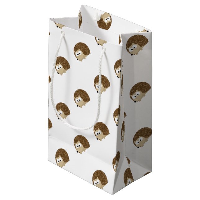 Cute Brown Hedgehog Small Gift Bag (Front Angled)