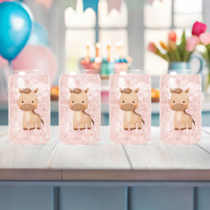Cute Brown Horse Can Glass