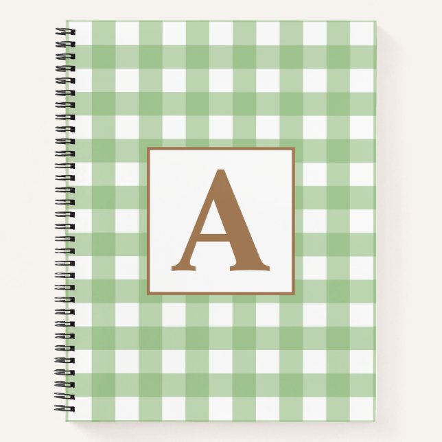 Cute brown initial A scottish pattern green name   Notebook (Front)