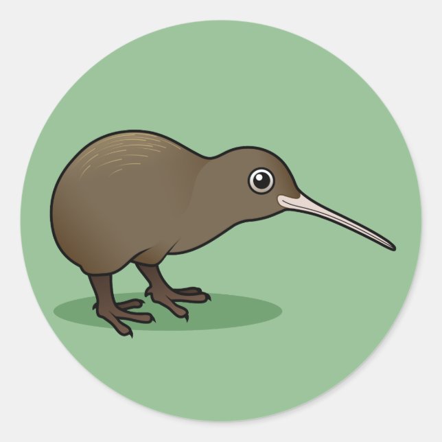 Cute Brown Kiwi from New Zealand Classic Round Sticker (Front)