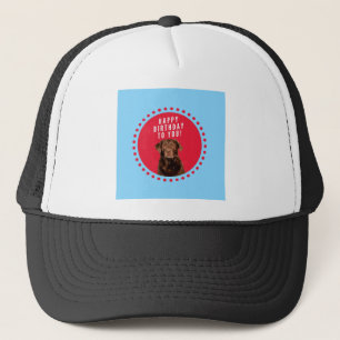 Cute Brown Labrador Retriever Dog Happy Birthday Trucker Hat