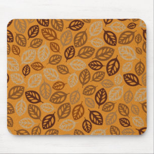 Cute brown leaves pattern mouse pad