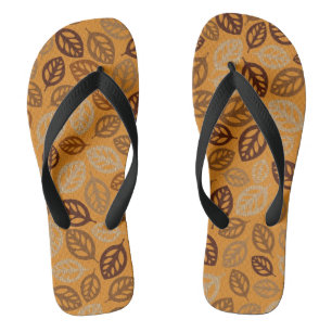 Cute brown leaves pattern thongs