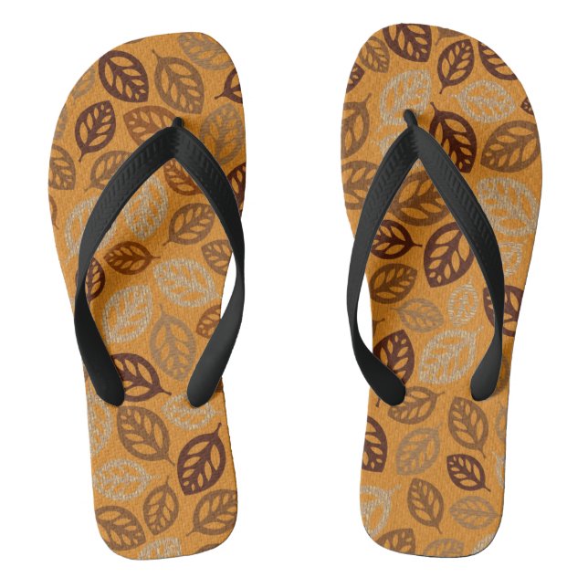 Cute brown leaves pattern thongs (Footbed)