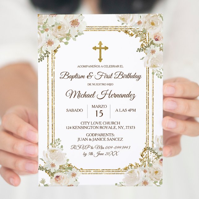 Cute Brown Mexican Baptism & First Birthday Invitation (Creator Uploaded)