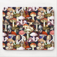Cute brown mushroom fungi garden pattern