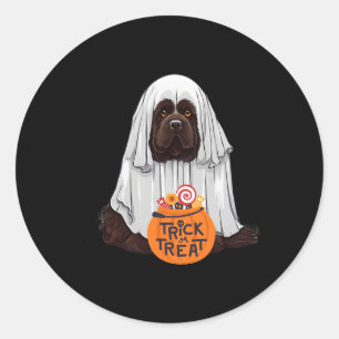 Cute Brown Newfoundland Dog Halloween Classic Round Sticker