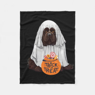 Cute Brown Newfoundland Dog Halloween Fleece Blanket