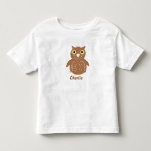 Cute Brown Owl, and name, toddler tshirts