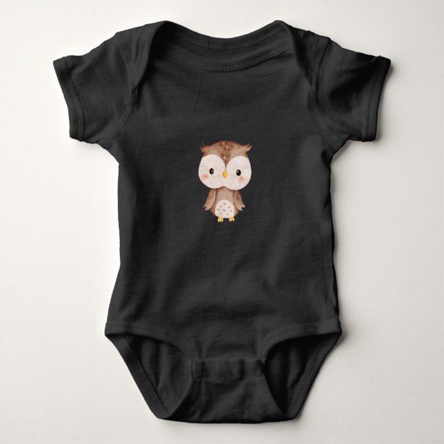 Cute brown OWL Baby Bodysuit (Front)