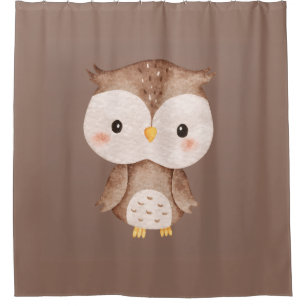 Cute Brown OWL Shower Curtain