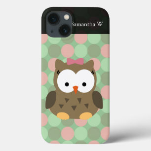 Cute Brown Owl w/Pink Bow iPhone 13 Case