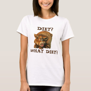 Cute Brown Pig Says "Diet?" T-Shirt