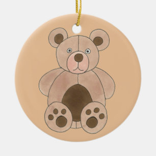 Cute Brown Plush Toy Teddy Bear Stuffed Animal Ceramic Ornament