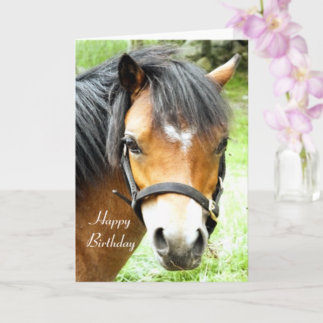 CUTE BROWN PONY   CARD (Orchid)