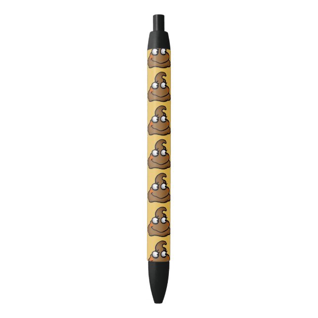 cute brown poop cartoon pattern black ink pen (Front Vertical)