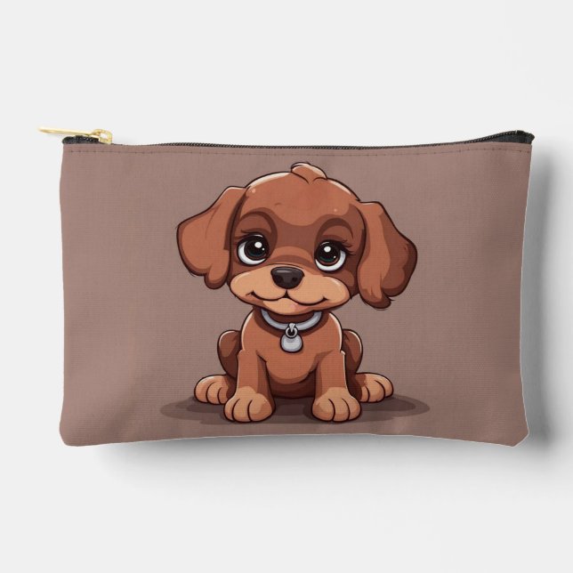 Cute brown puppy accessory pouch (Front)