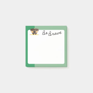 Cute Brown Puppy Dog Be Brave With Pencil Green Post-it Notes