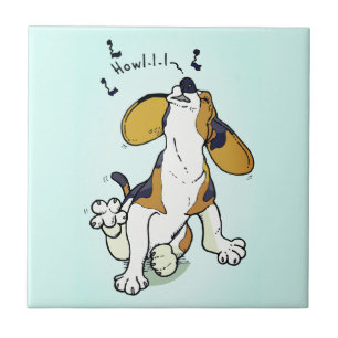 Cute Brown Puppy Howl Ceramic Tile