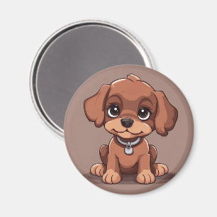 Cute brown puppy magnet