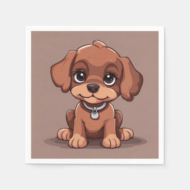 Cute brown puppy napkin (Front)