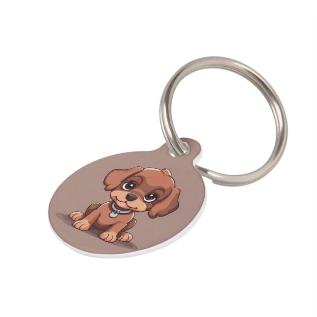 Cute brown puppy pet tag (Side)