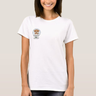 Cute Brown Puppy Sitting on Digital Scale Cartoon T-Shirt