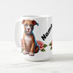 Cute Brown Puppy with Roses  Coffee Mug