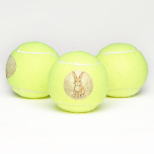Cute brown rabbit in a forest tennis balls