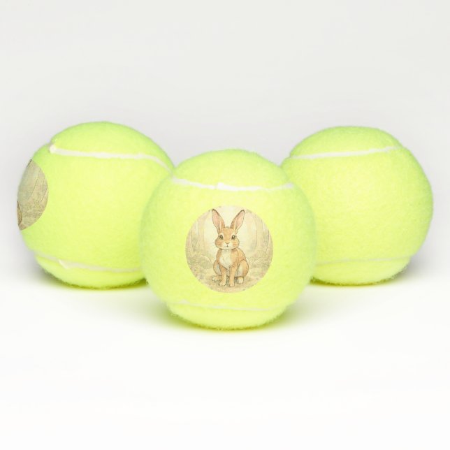 Cute brown rabbit in a forest tennis balls (Multi)
