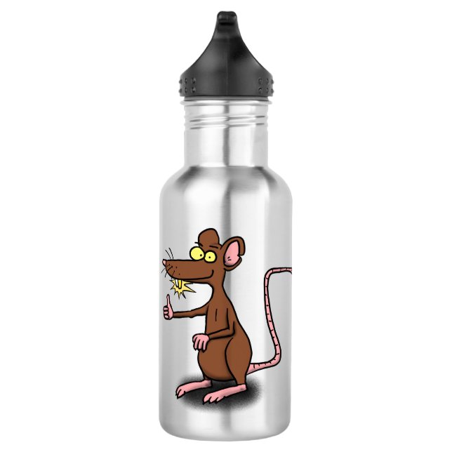 Cute brown rat thumbs up cartoon 532 ml water bottle (Right)