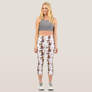 Cute brown rat thumbs up cartoon capri leggings