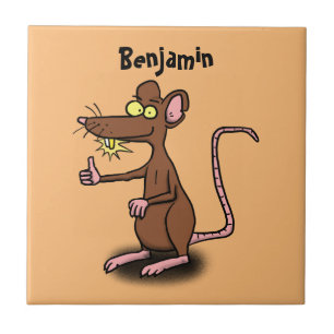 Cute brown rat thumbs up cartoon ceramic tile