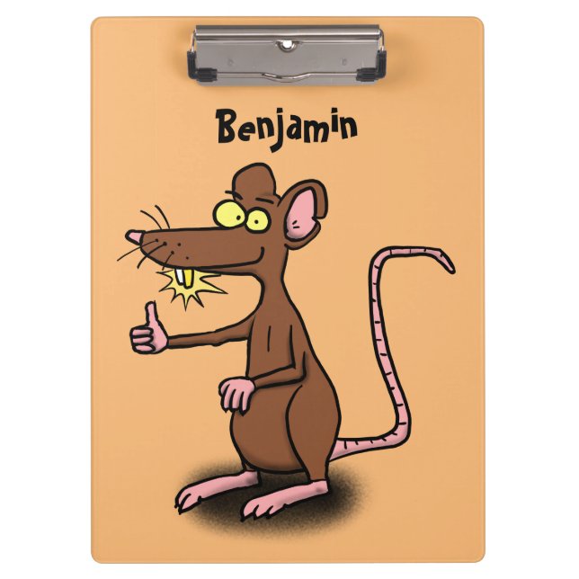 Cute brown rat thumbs up cartoon clipboard (Front)