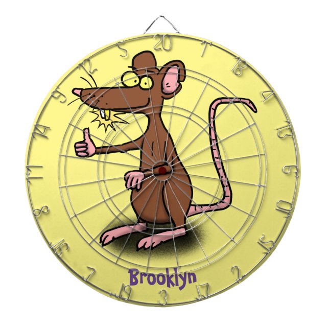 Cute brown rat thumbs up cartoon dartboard (Front)