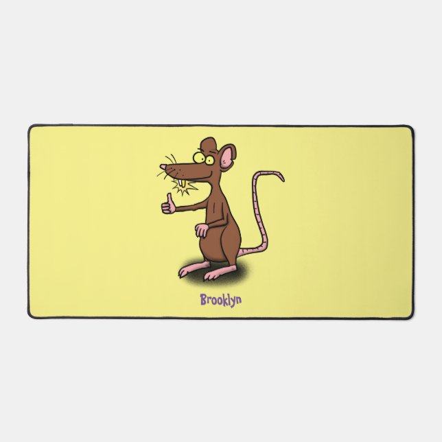Cute brown rat thumbs up cartoon desk mat (Front)