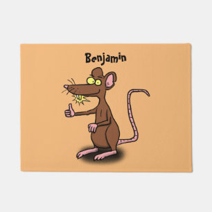 Cute brown rat thumbs up cartoon doormat