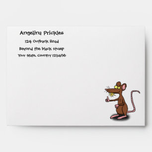 Cute brown rat thumbs up cartoon envelope