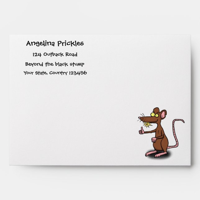 Cute brown rat thumbs up cartoon envelope (Front)