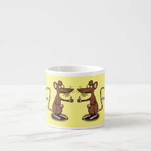 Cute brown rat thumbs up cartoon espresso cup