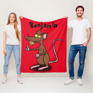 Cute brown rat thumbs up cartoon fleece blanket