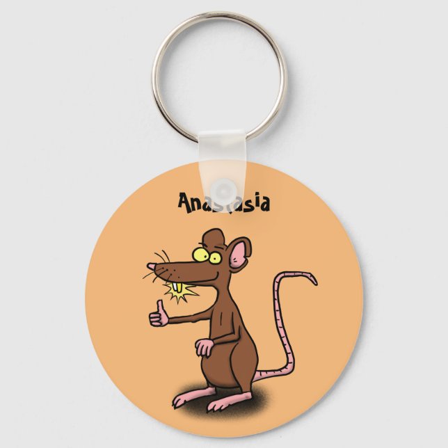 Cute brown rat thumbs up cartoon key ring (Front)