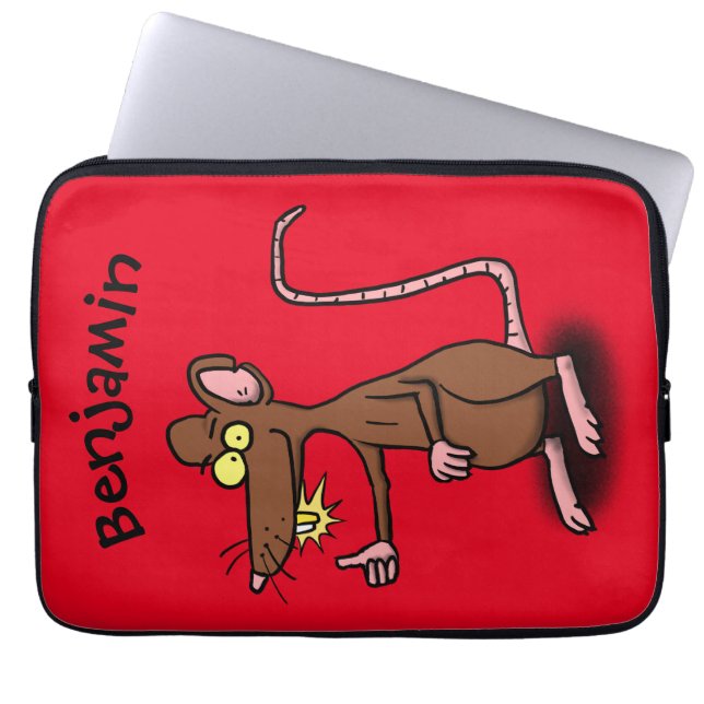 Cute brown rat thumbs up cartoon laptop sleeve (Front)