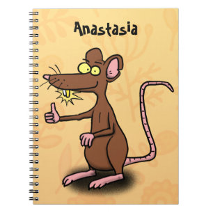 Cute brown rat thumbs up cartoon notebook