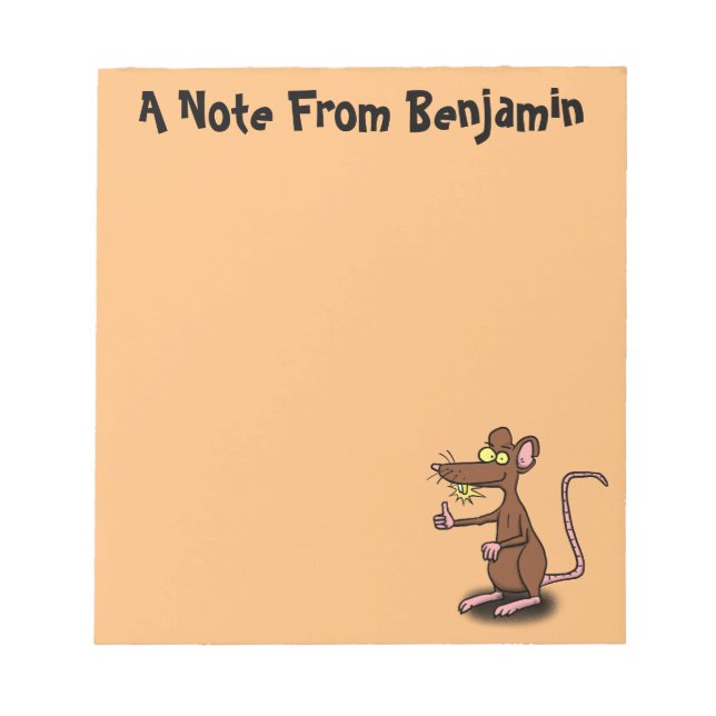 Cute brown rat thumbs up cartoon notepad (Front)