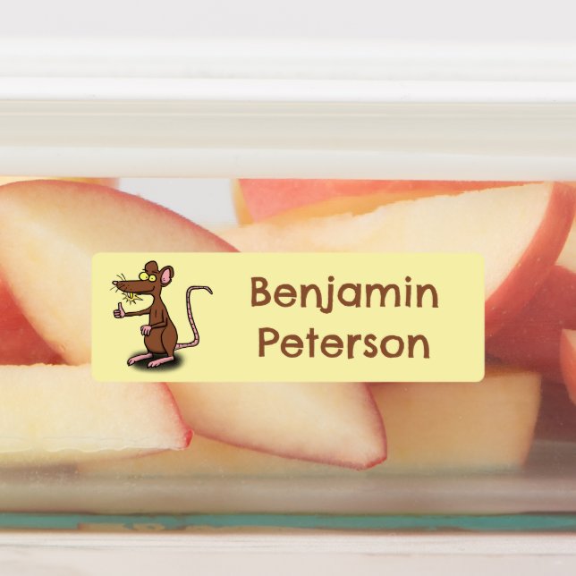 Cute brown rat thumbs up cartoon personalised (Affixed)