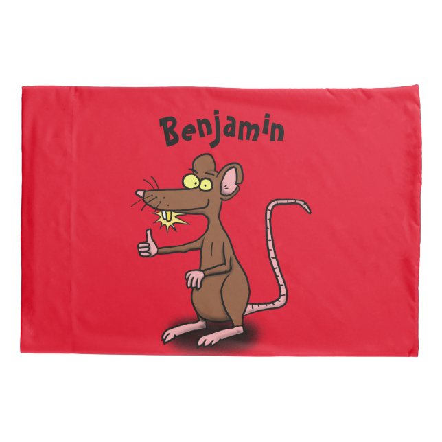 Cute brown rat thumbs up cartoon pillowcase (Back)