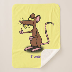 Cute brown rat thumbs up cartoon  sherpa blanket