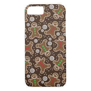 Cute Brown Red Green Christmas Gingerbreads iPhone 8/7 Case