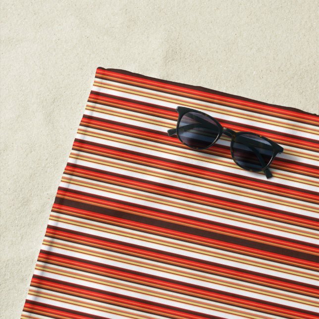 Cute brown red stripes beach towel (In Situ)
